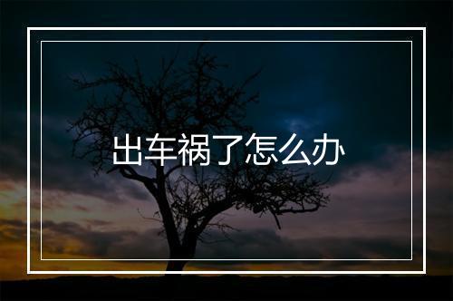 出车祸了怎么办