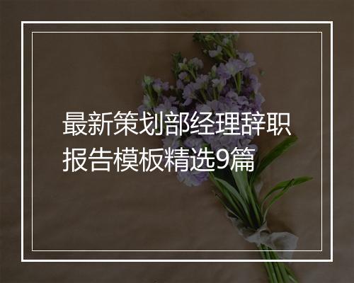 最新策划部经理辞职报告模板精选9篇