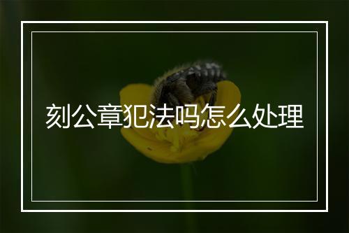 刻公章犯法吗怎么处理