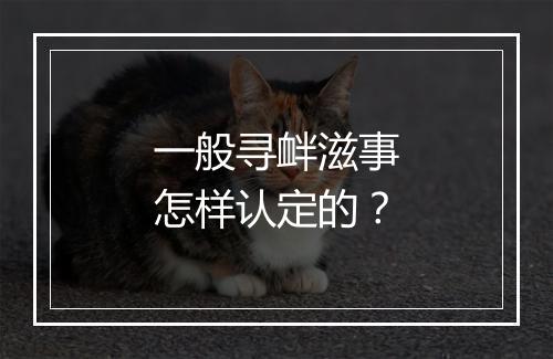 一般寻衅滋事怎样认定的？