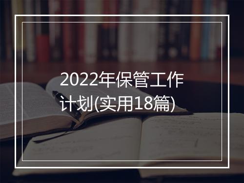 2022年保管工作计划(实用18篇)