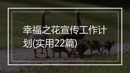 幸福之花宣传工作计划(实用22篇)