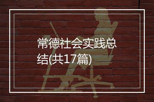 常德社会实践总结(共17篇)