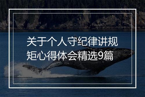 关于个人守纪律讲规矩心得体会精选9篇
