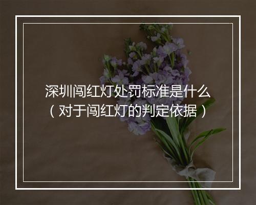 深圳闯红灯处罚标准是什么（对于闯红灯的判定依据）
