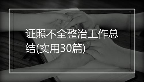 证照不全整治工作总结(实用30篇)