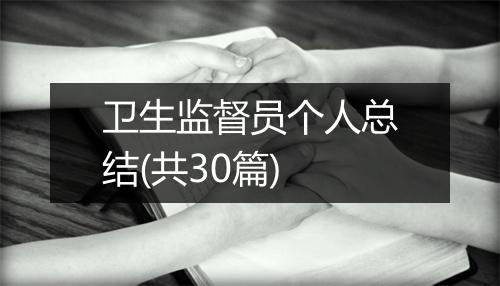 卫生监督员个人总结(共30篇)