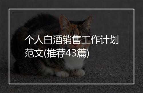 个人白酒销售工作计划范文(推荐43篇)