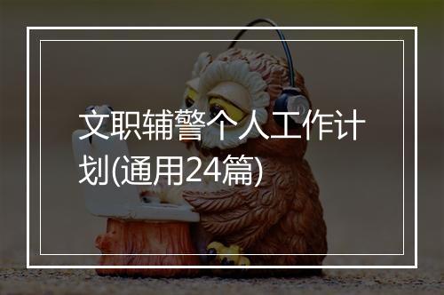 文职辅警个人工作计划(通用24篇)