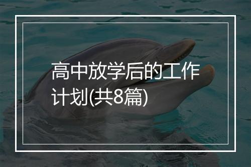 高中放学后的工作计划(共8篇)
