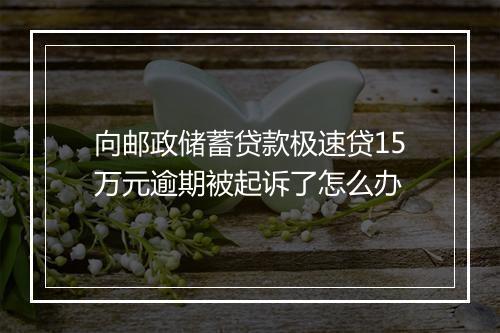 向邮政储蓄贷款极速贷15万元逾期被起诉了怎么办
