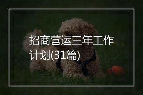 招商营运三年工作计划(31篇)