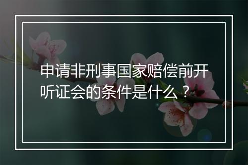 申请非刑事国家赔偿前开听证会的条件是什么？