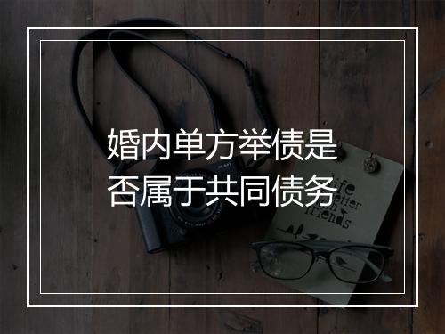 婚内单方举债是否属于共同债务
