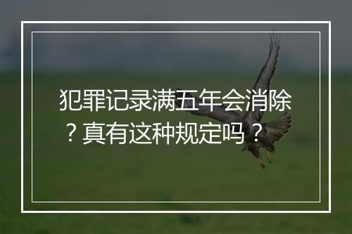 犯罪记录满五年会消除？真有这种规定吗？