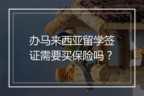 办马来西亚留学签证需要买保险吗？