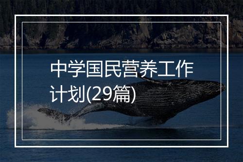 中学国民营养工作计划(29篇)