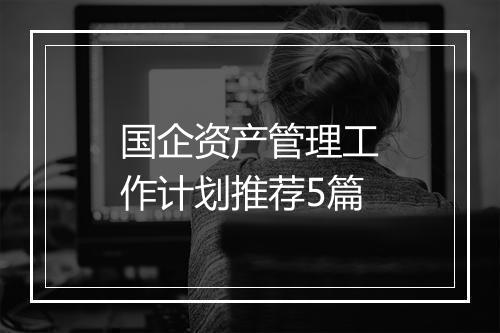 国企资产管理工作计划推荐5篇