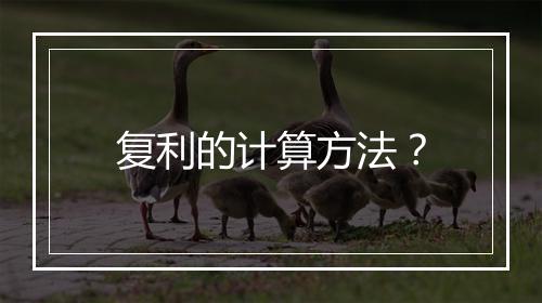 复利的计算方法？