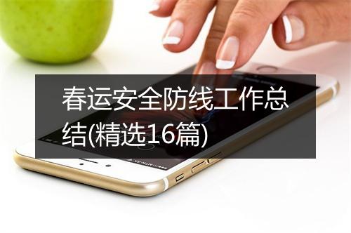 春运安全防线工作总结(精选16篇)