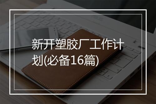 新开塑胶厂工作计划(必备16篇)