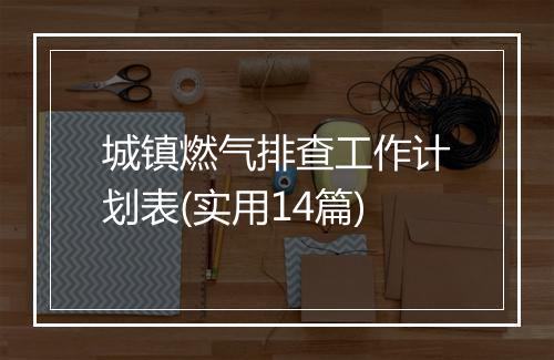 城镇燃气排查工作计划表(实用14篇)