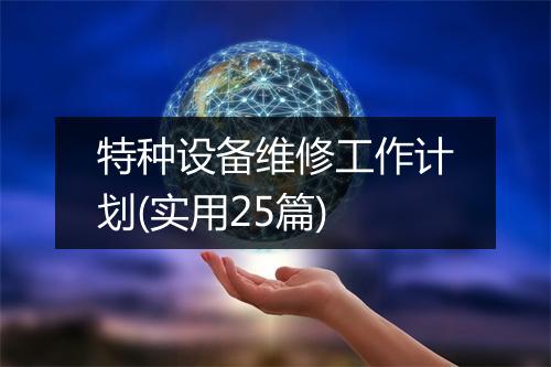 特种设备维修工作计划(实用25篇)
