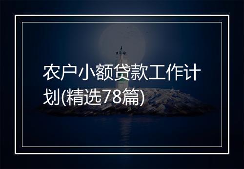 农户小额贷款工作计划(精选78篇)