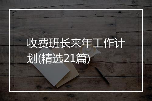 收费班长来年工作计划(精选21篇)