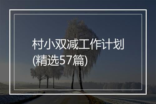 村小双减工作计划(精选57篇)