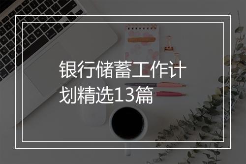 银行储蓄工作计划精选13篇