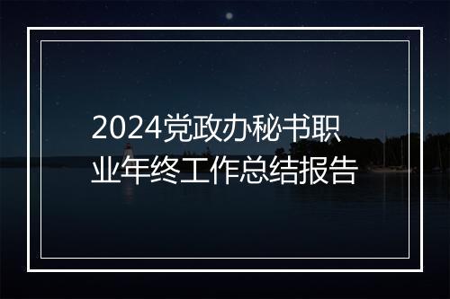 2024党政办秘书职业年终工作总结报告