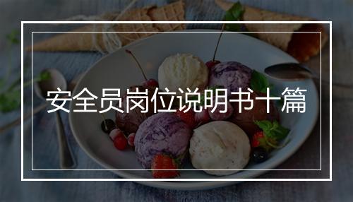 安全员岗位说明书十篇