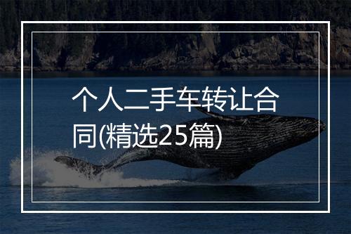 个人二手车转让合同(精选25篇)