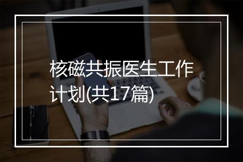 核磁共振医生工作计划(共17篇)