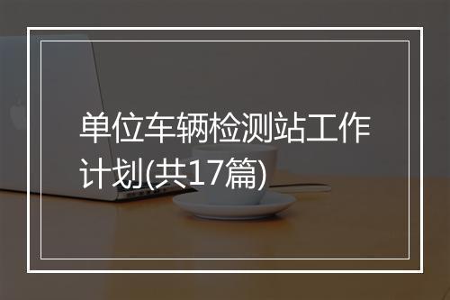 单位车辆检测站工作计划(共17篇)