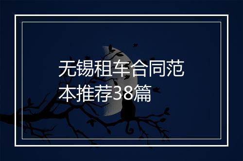 无锡租车合同范本推荐38篇