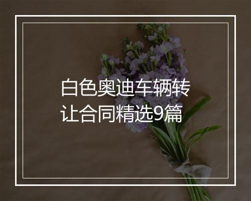 白色奥迪车辆转让合同精选9篇