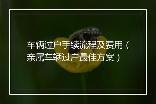 车辆过户手续流程及费用（亲属车辆过户最佳方案）