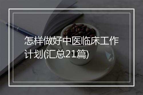 怎样做好中医临床工作计划(汇总21篇)