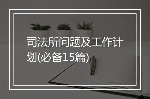 司法所问题及工作计划(必备15篇)