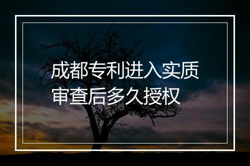 成都专利进入实质审查后多久授权