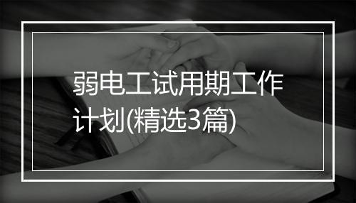 弱电工试用期工作计划(精选3篇)