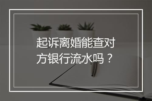 起诉离婚能查对方银行流水吗？