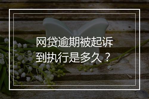 网贷逾期被起诉到执行是多久？