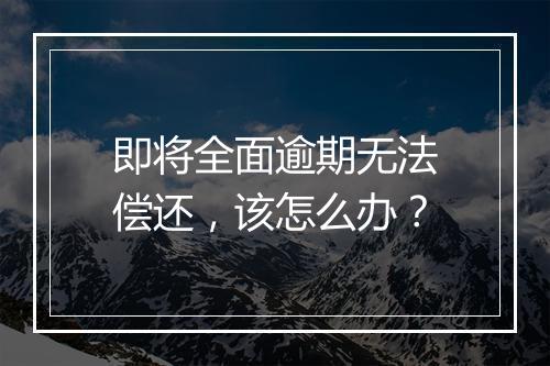 即将全面逾期无法偿还，该怎么办？