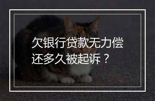 欠银行贷款无力偿还多久被起诉？