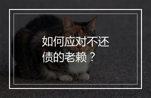 如何应对不还债的老赖？
