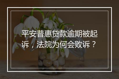 平安普惠贷款逾期被起诉，法院为何会败诉？
