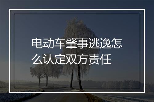 电动车肇事逃逸怎么认定双方责任